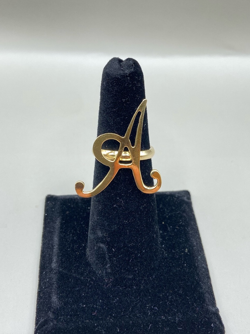 Italy Gold Vermeil Cursive Inital A Ring